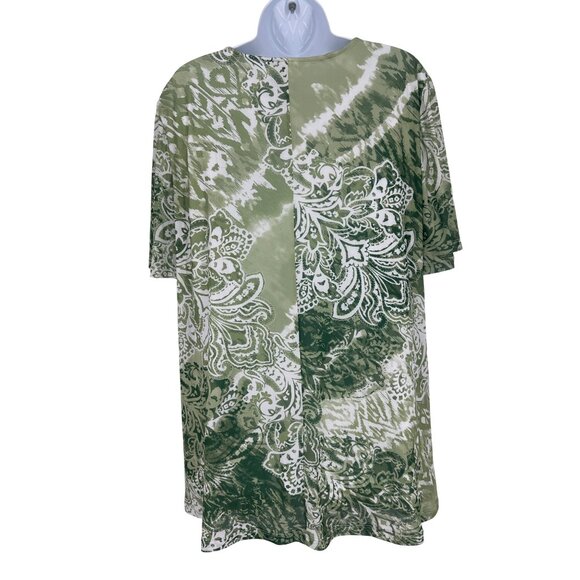 Catherines Short Sleeve Floral Tie-Dye Top With Crochet Neckline Womens Size 2X - Picture 5 of 8